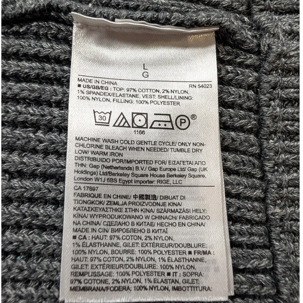 Banana Republic Mens Large Gray Ribbed Full Zip Mock Neck Cardigan Sweater L